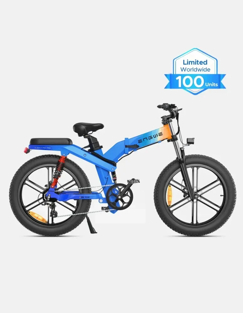 ENGWE X26 Dual Battery Triple Suspension Foldable E-bike Blue product image view 2