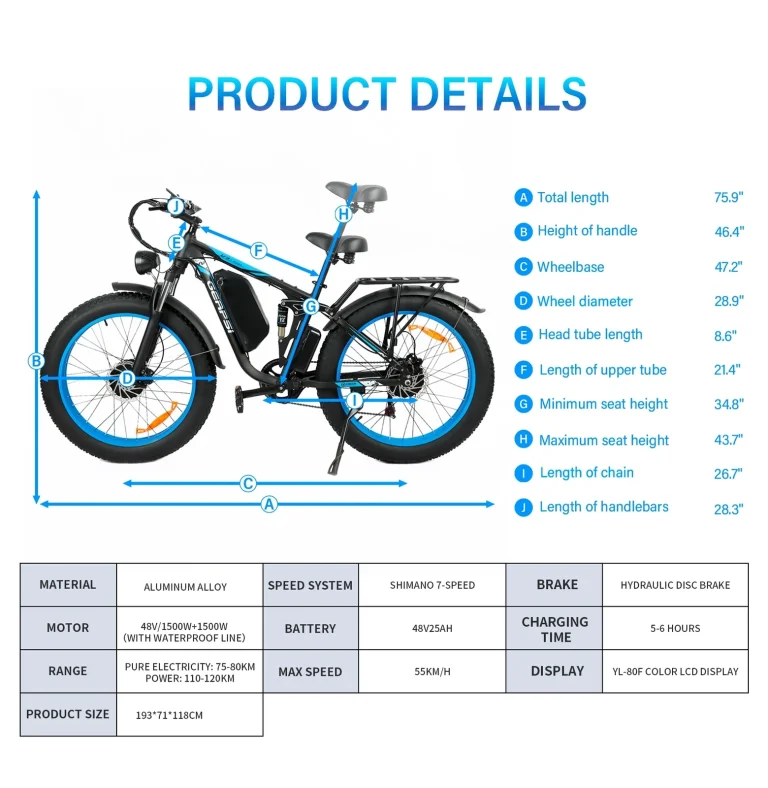 BAOLUJIE DP-2603 Dual Electric bicycle product image view 12