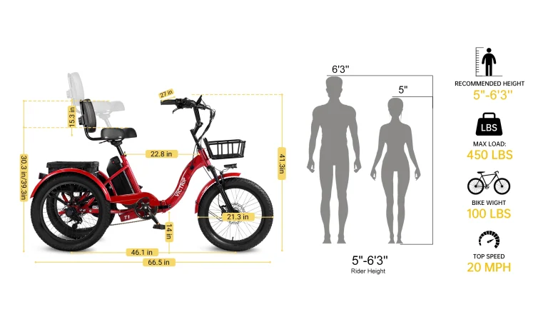 VICTRIP® T1 Folding Electric Trike product image view 24