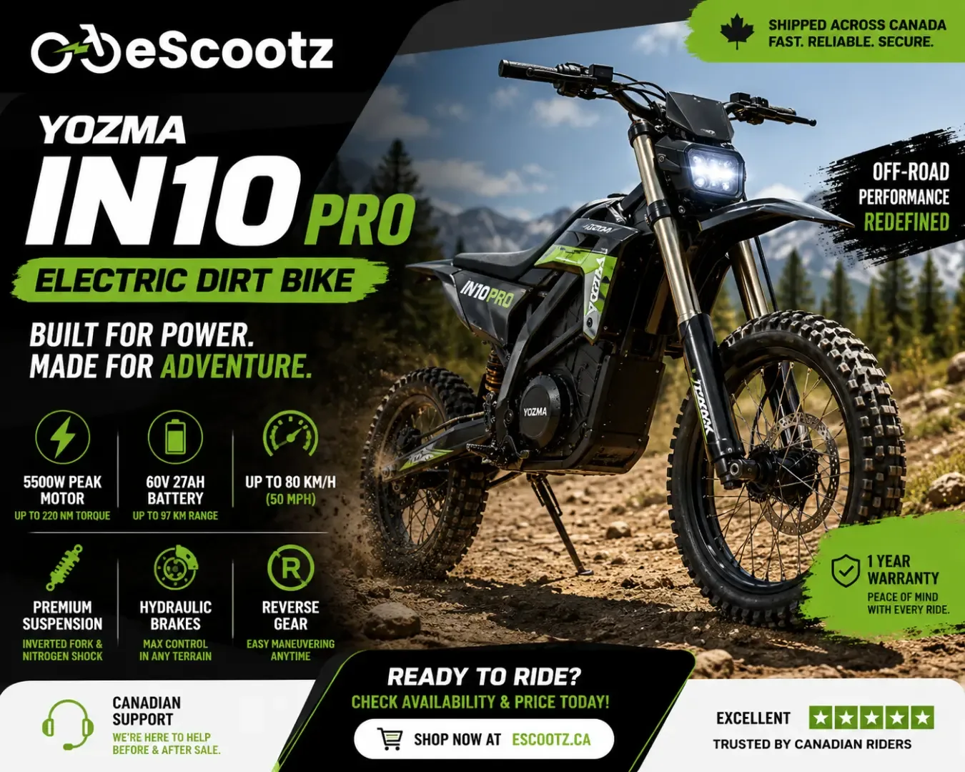yozma in10 pro electric dirt bike canada
